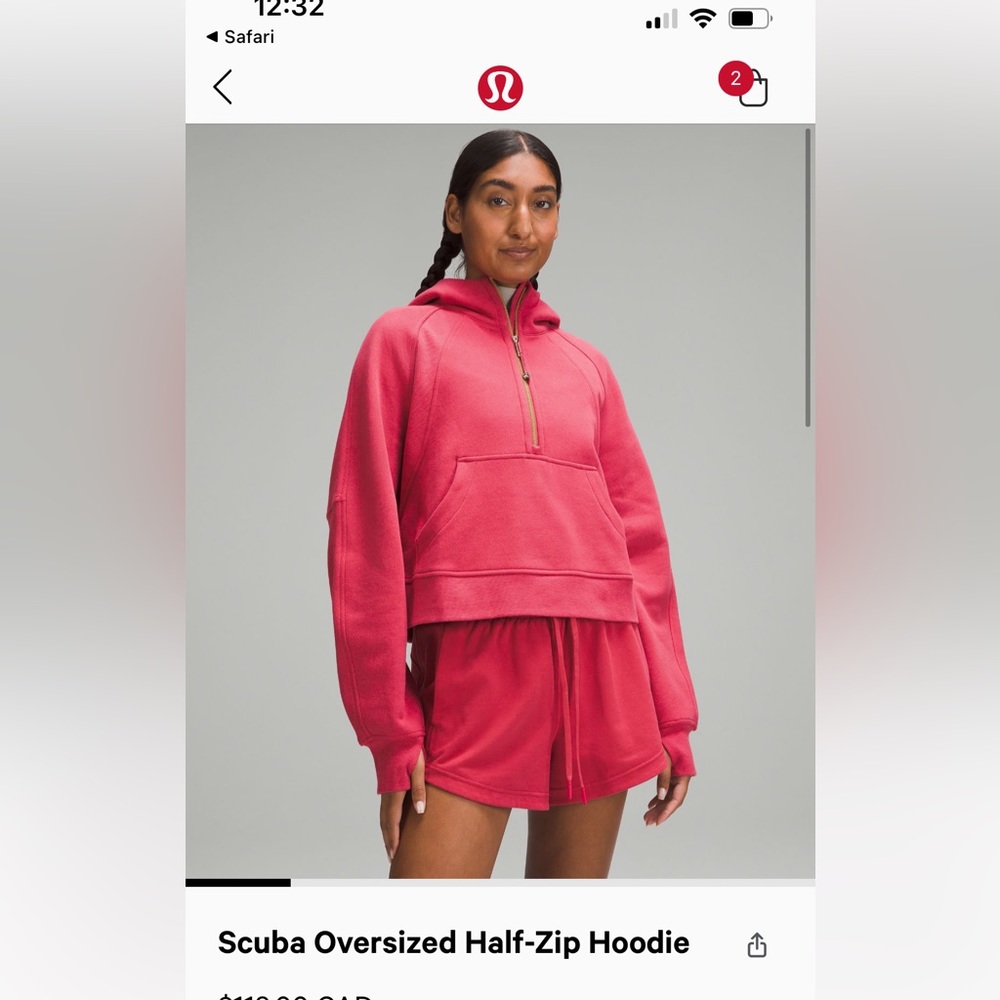Lululemon crop scuba sweatshirt. Grapefruit color, size 8 or M/L.